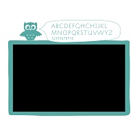 Černá samolepicí tabule s rámečkem a sovou na zeď detail 695 | Černá nalepovací tabule sova (t09)