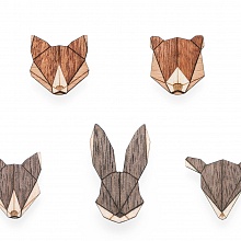 Dřevěný set Animal Brooches Set