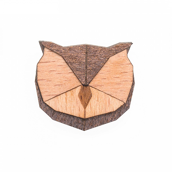 Dámská dřevěná brož Owl Brooch