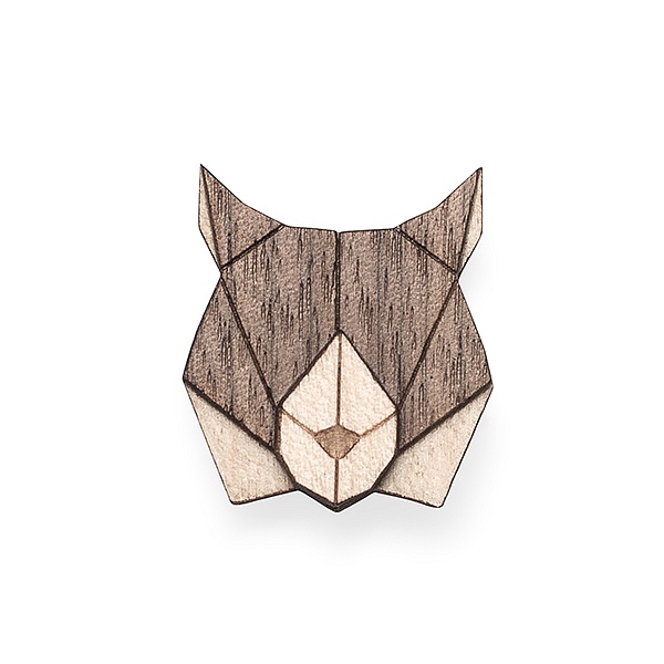Dámská dřevěná brož Lynx Brooch