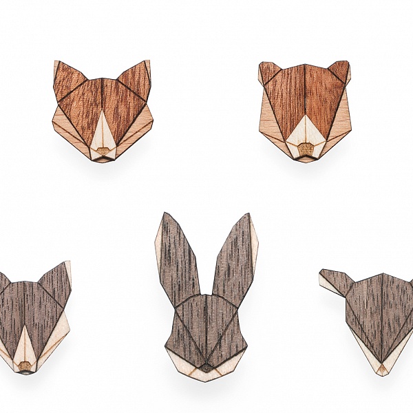 Dřevěný set Animal Brooches Set | BeWooden