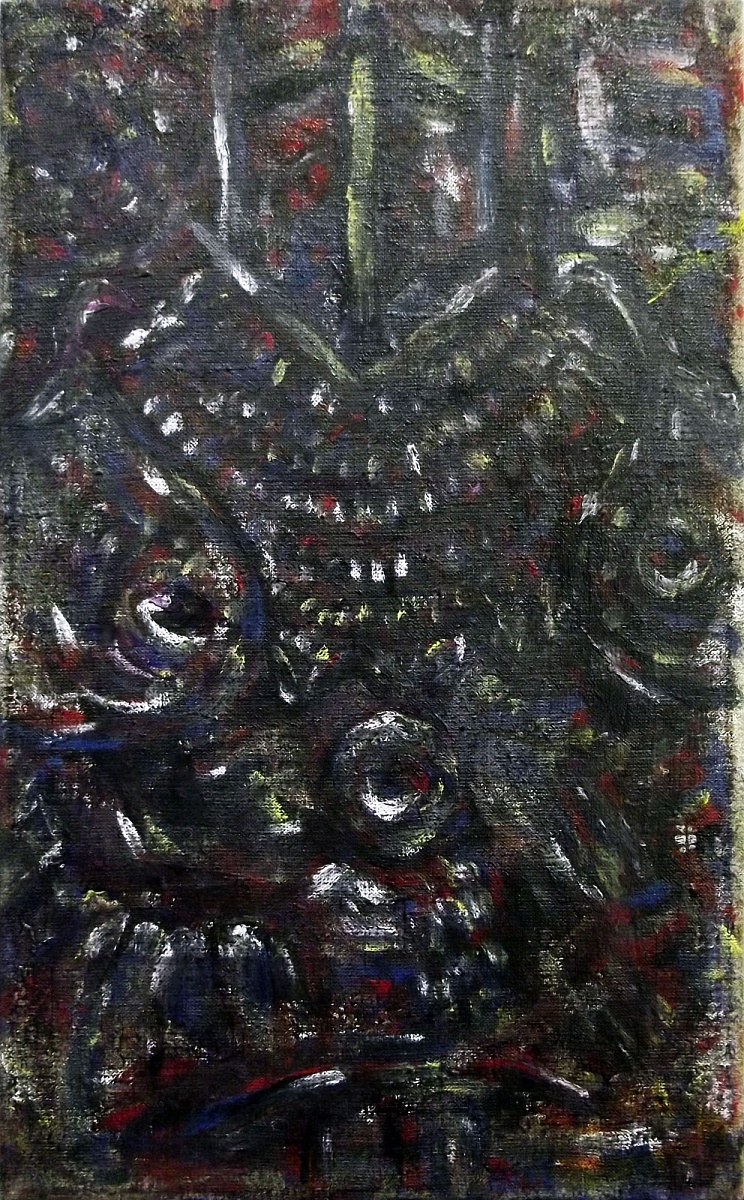 Knight With Sword, kombinovaná tehchnika na plátně, 50x30cm, 2016 | Knight With Sword
