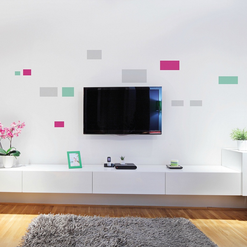 Minimalistické designové samolepky na zdi okolo televize obdelníky rectangulum 072 041 055 | Rectangulum (w257)