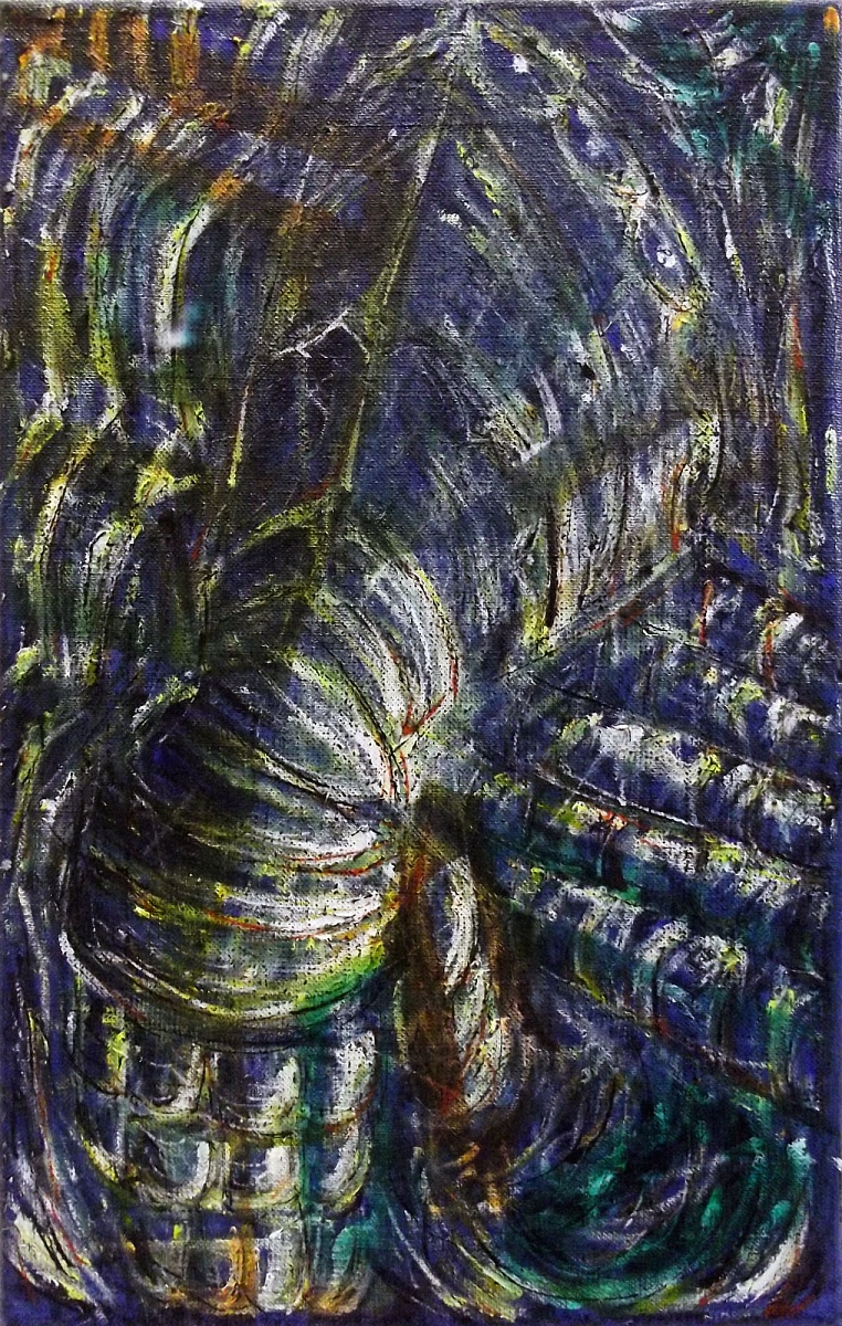 Plate Glove, kombinovaná technika na plátně, 40x25cm, 2016 | Plate Glove