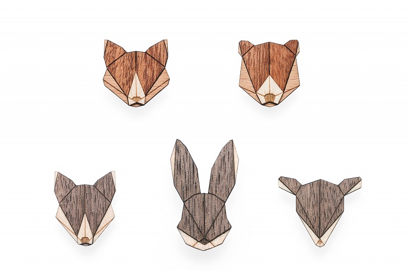 Dřevěný set Animal Brooches Set